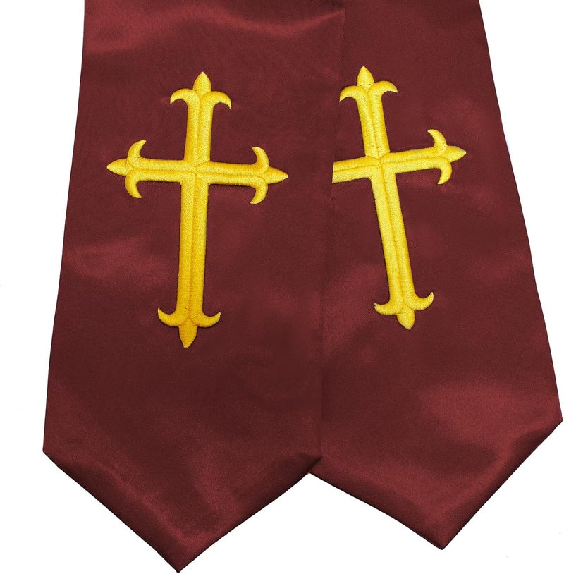 UIALECG Unisex Clergy Stole with Embroidery Cross 72", Traditional Choir Stole - Image 2